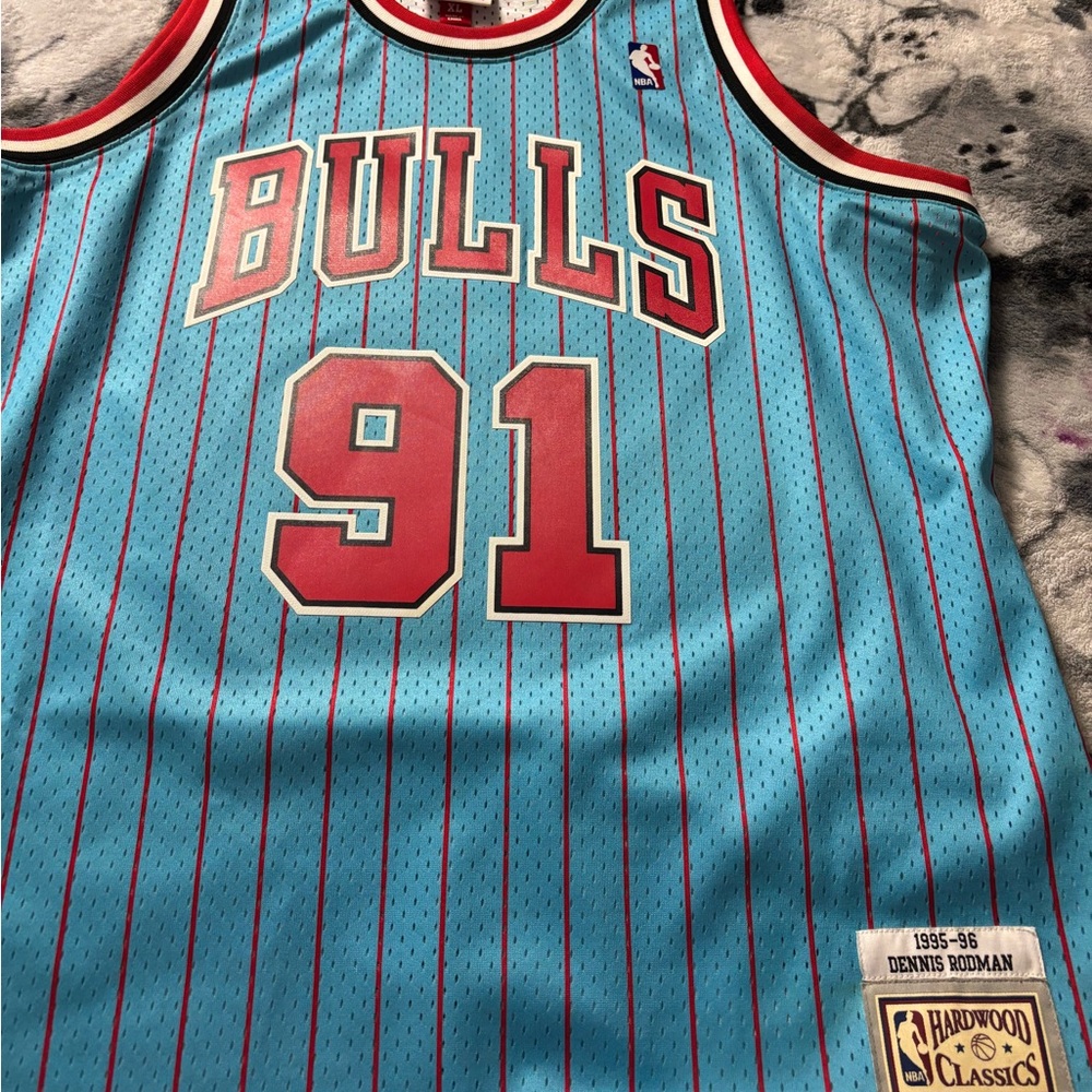 Mitchell & Ness Blue and Red Bulls Jersey